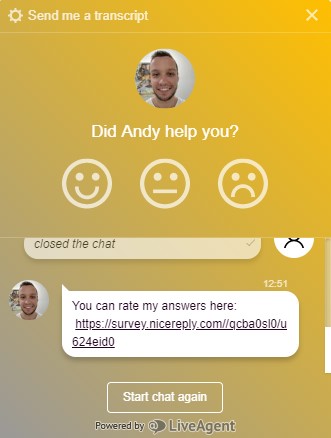 Оценка оператора в онлайн чате - LiveAgent